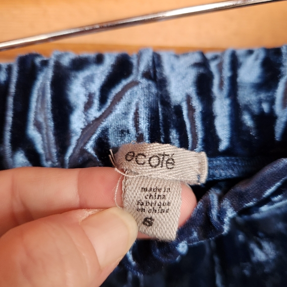 Ecote Anthro Blue Velvet Harem Pull On Jogger Pants Stretch High Waist Crop Sz S - Picture 4 of 11